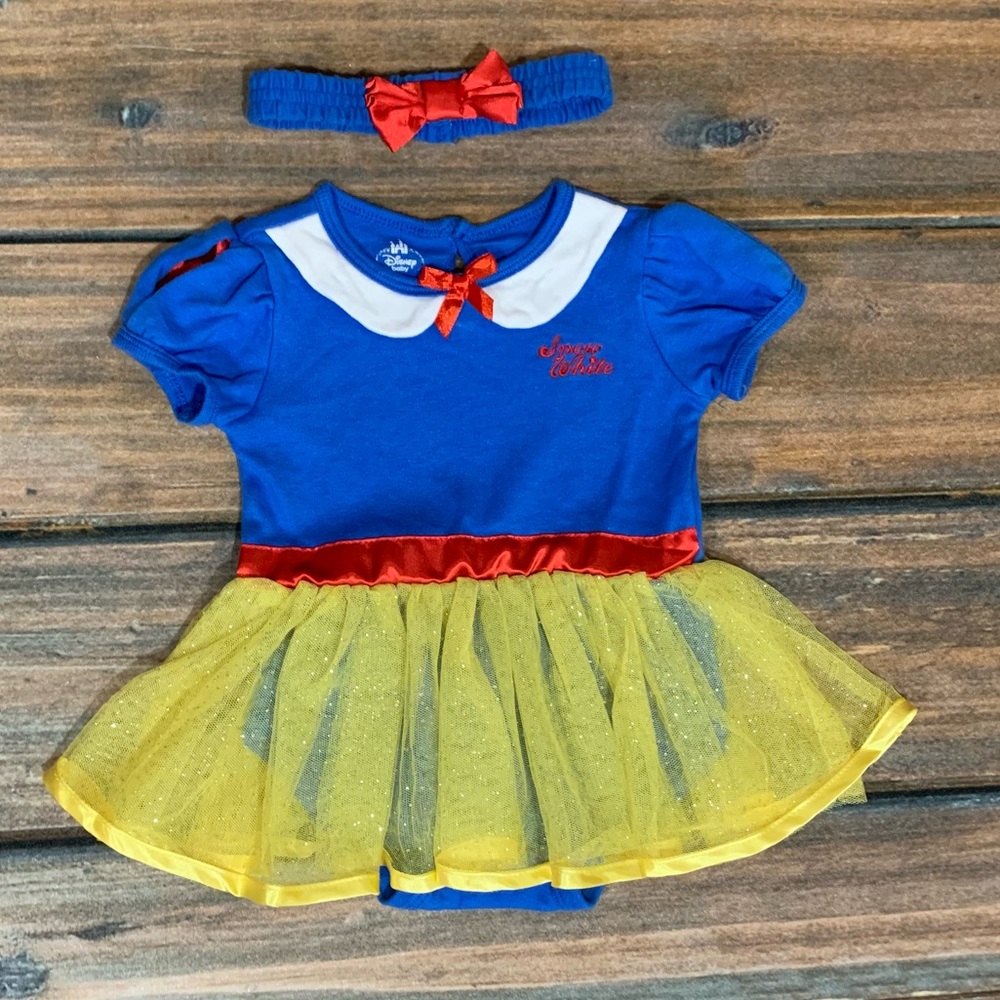 Disney Baby Snow White Onesie Costume With Bow - Size 9 Months